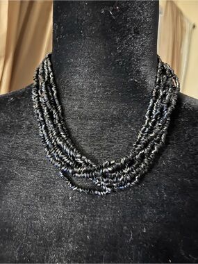 Elegant Multi-Strand Black Beaded Necklace for Women